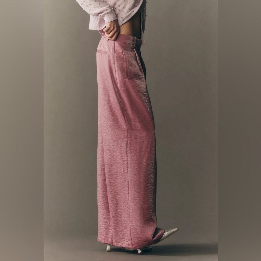 Anthropologie Maeve Shimmered Wide-Leg Trousers Pants Size 12 - Picture 4 of 6